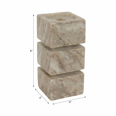 8 Onyx Marble Stacked Cubes Pillar Candleholder,