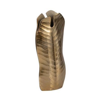 Metal, 16 Botanic Tall Leaf Vase, Gold