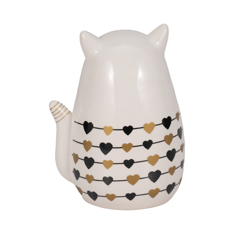 7 Black And Gold Hearts Kitty, White