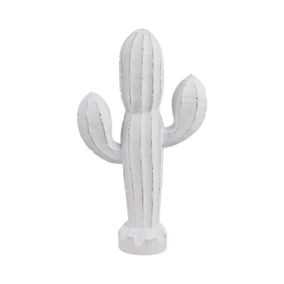 18 Wooden Cactus Decor, Wht