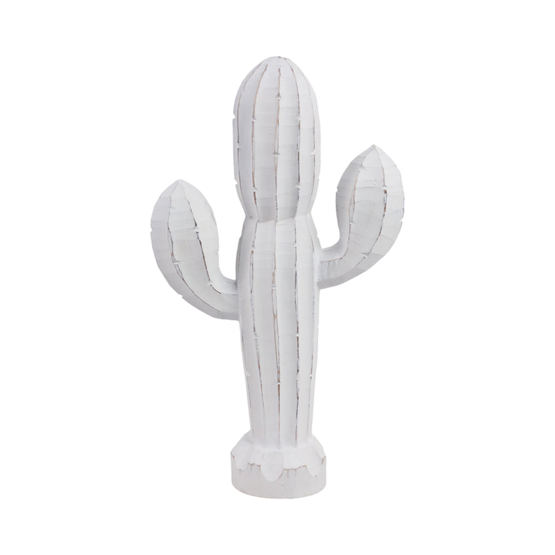 18 Wooden Cactus Decor, Wht