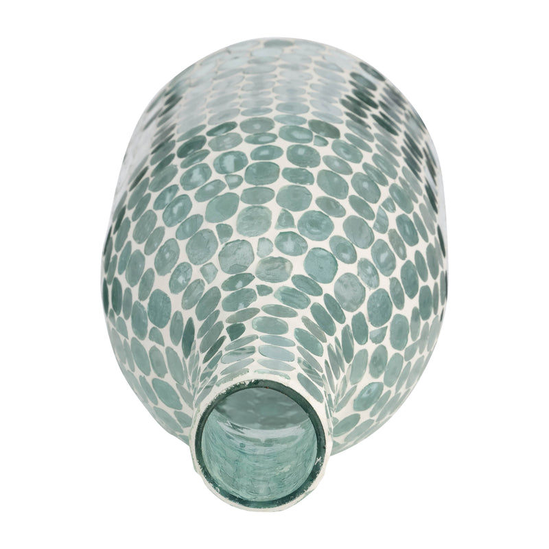 GLASS, 15H MOSAIC VASE, BLUE