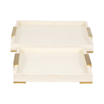 S/2 16/20 Carley Resin Trays, Natural