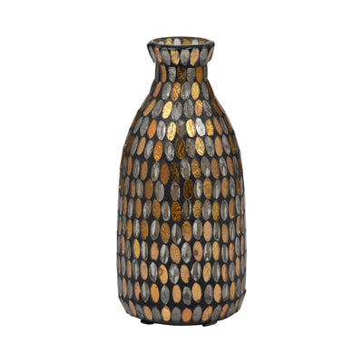 GLASS, 9H MOSAIC VASE, COPPER