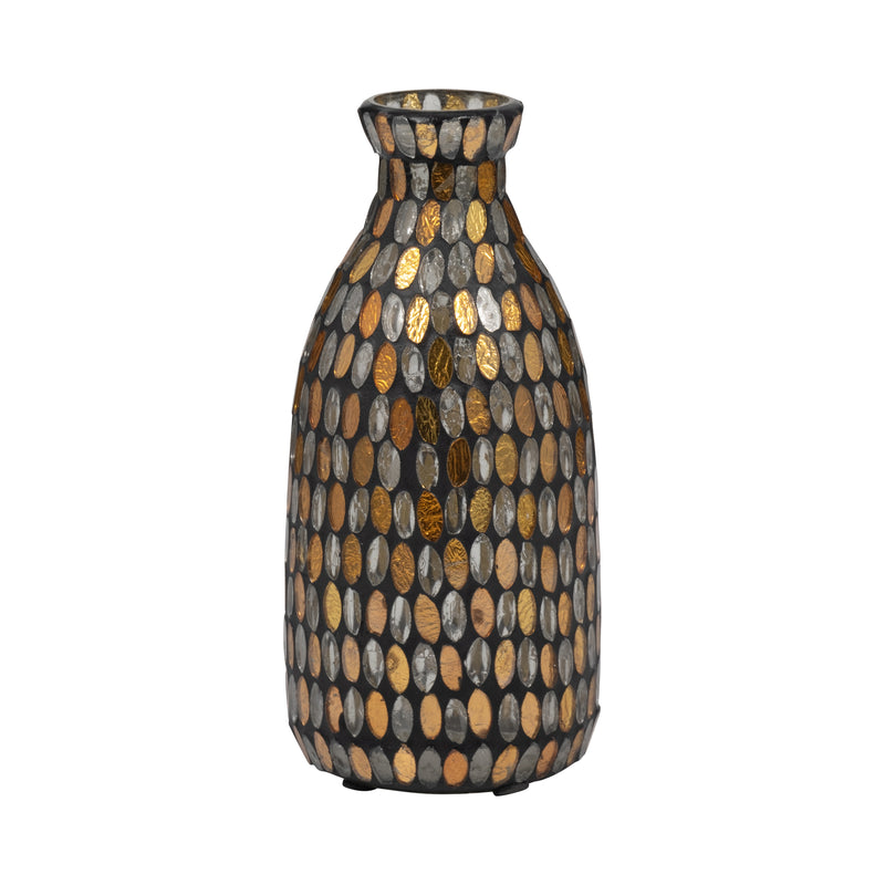 GLASS, 9H MOSAIC VASE, COPPER