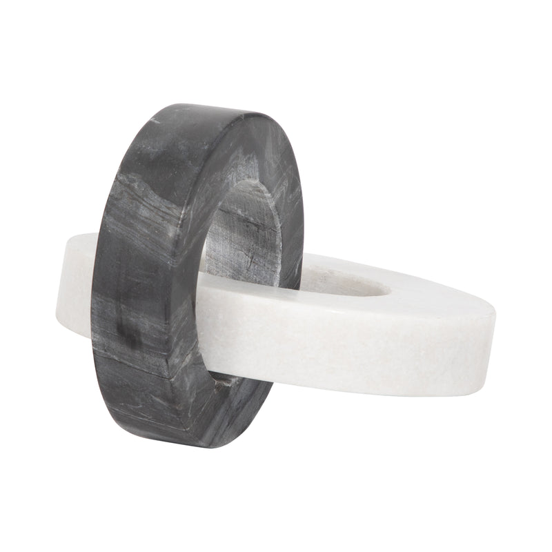 Marble, 8 Double Ring, White/black