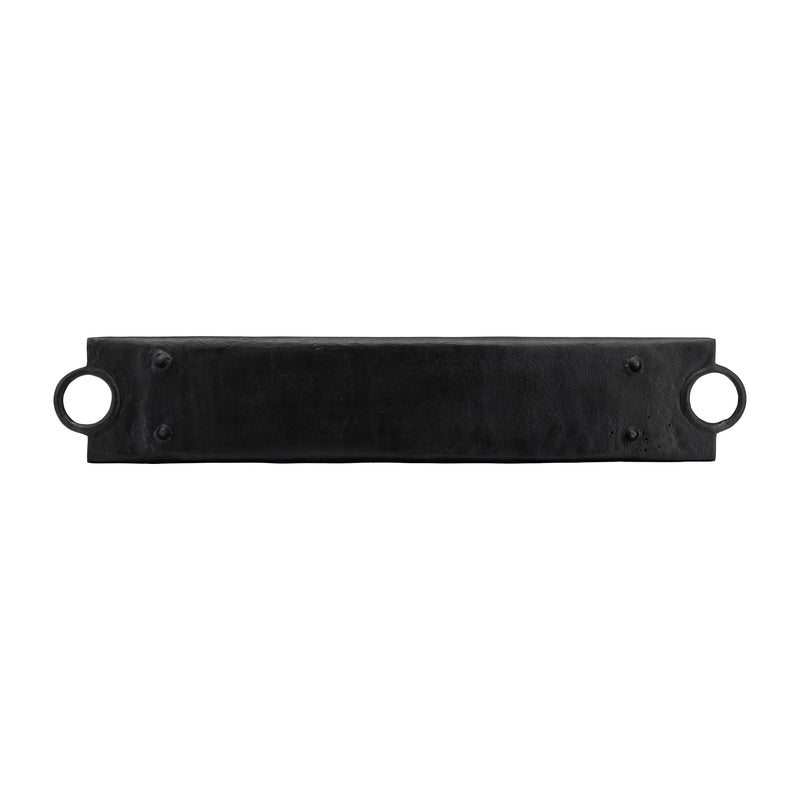 METAL,S/2 26/32,FLAT TRAY W/RING HANDLES,BLACK