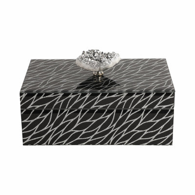 8x5 Sparkly Glass Box Stone Top, Black