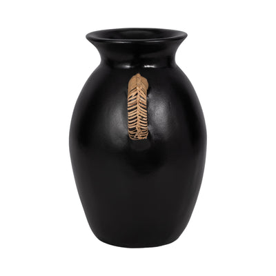 Terracotta, 12h Eared Vase, Black