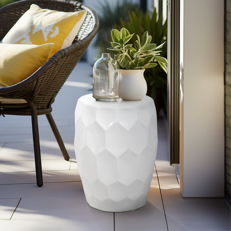 Cer,, 18 Beehive Stool, White