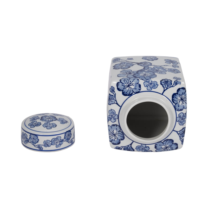 8 Cherry Blossom Chinoiserie Jar, Blue/white