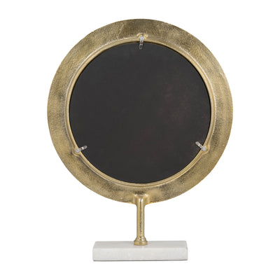 METAL 21 HAMMERED MIRROR ON STAND, GOLD