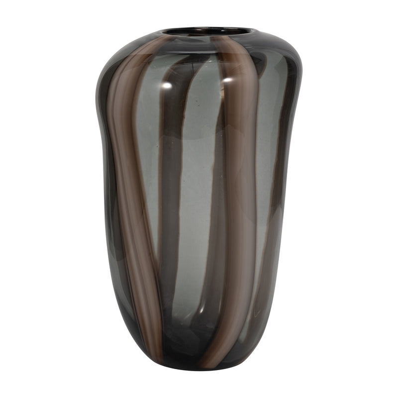 13 Bayle Large Brown Striped Glass Vase