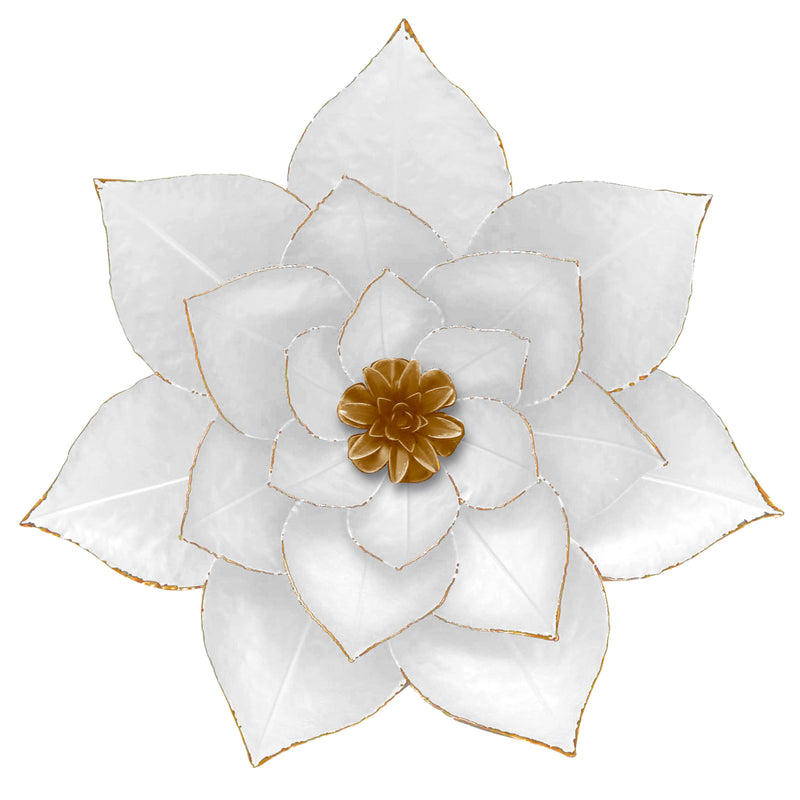 METAL 19 LOTUS WALL DECO, WHITE/GOLD