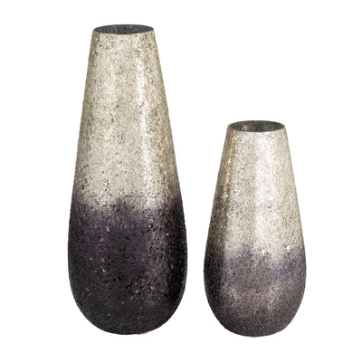 18 CRACKLED VASE, PLUM OMBRE