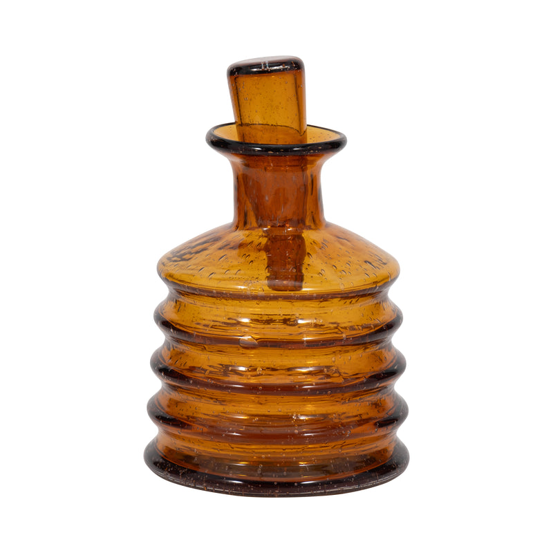 12 Clarimond Ridged Amber Glass Bottle