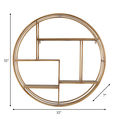 ROUND 31.5 WOOD / METAL WALLSHELF, BRONZE