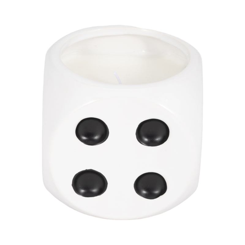 4 9 Oz Tobacco Dice Candle, White/black