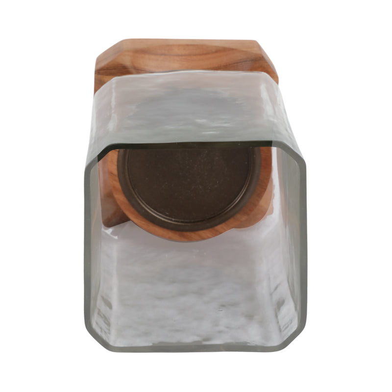 9 Jarvie Small Wood & Glass Candle Hurricane,brwn