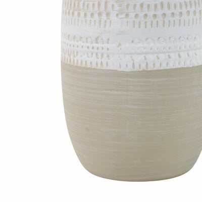 CERAMIC 7.75 TRIBAL VASE, BEIGE