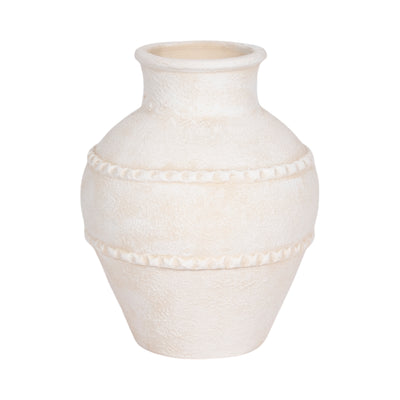 12 Traditional Textured Terracotta Vase, Ivory