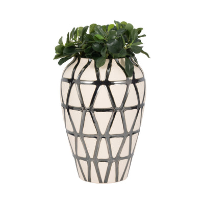 16 Fabiola Oversized Tribal Vase, Pewter