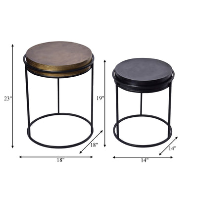 METAL, S/2 16X18/19X23 NESTED ROUND SIDE TABLES,