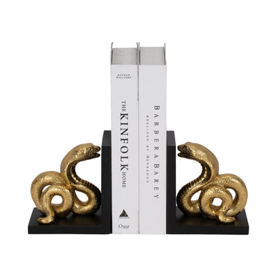 6 Snake Bookends, Gold/black