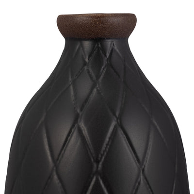 CER, 16 PLAID TEXTURED VASE, BLACK