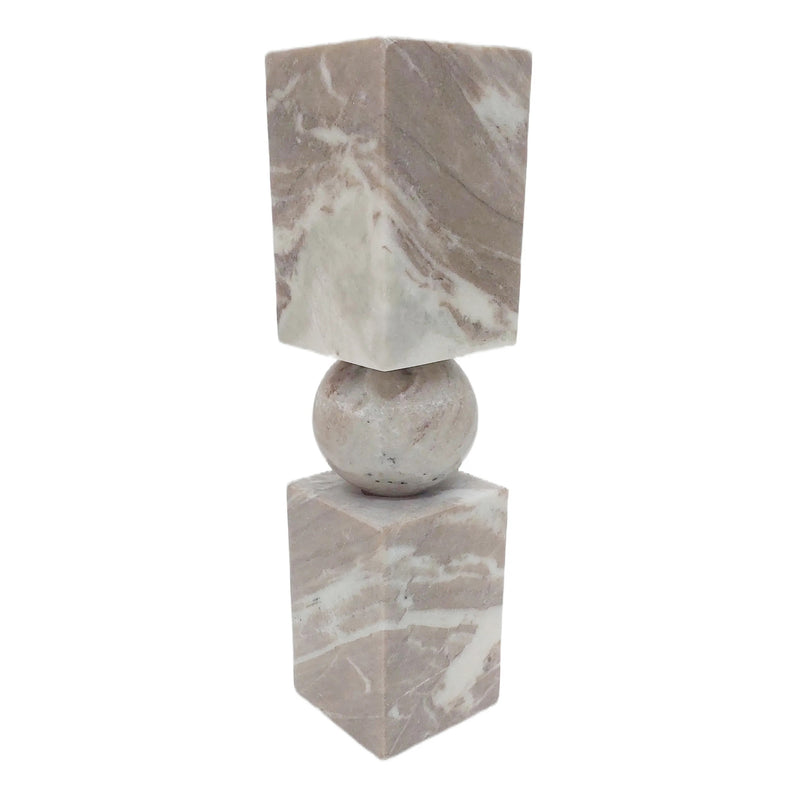 12x3 Chunky Marble Taper Holder, Tan Multi