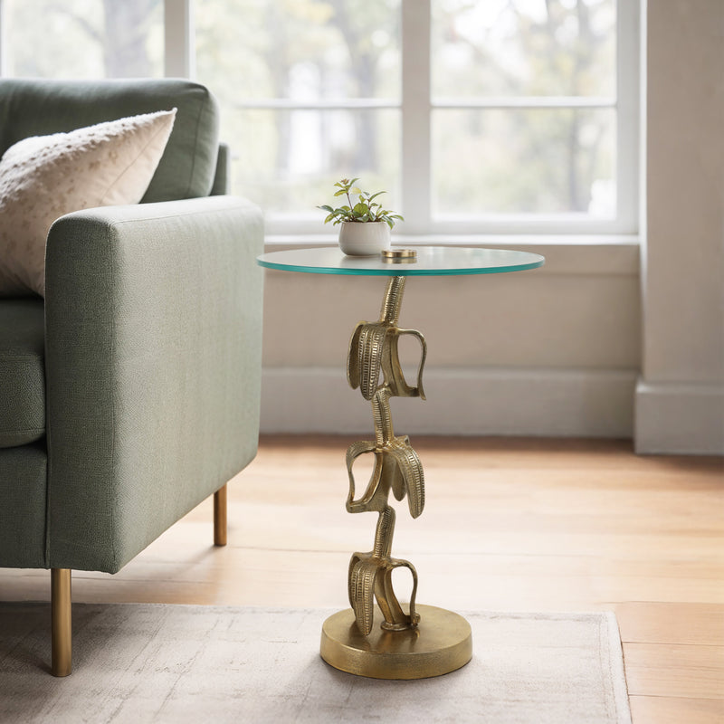 22x15 Bananas Accent Table, Gold Kd