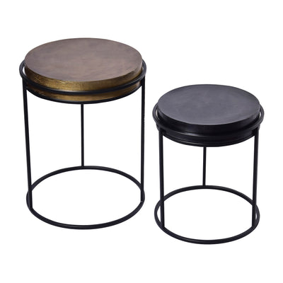 METAL, S/2 16X18/19X23 NESTED ROUND SIDE TABLES,