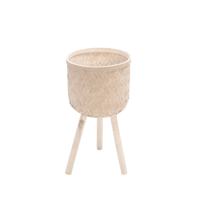 S/3 Bamboo Planters White Wash