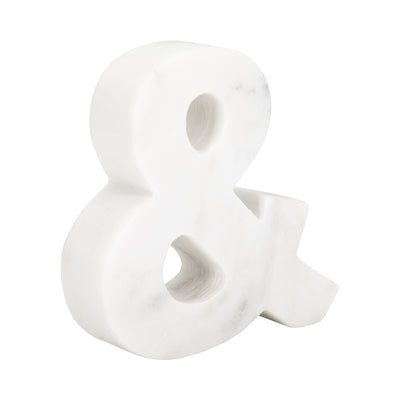 6 Marble Ampersand &, White