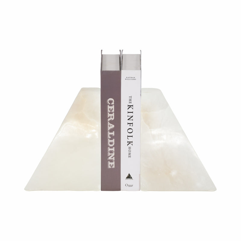 S/2 5 Alabaster Triangular Bookends, White