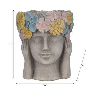 11 Face Planter With Flower Crown, Grey/multi