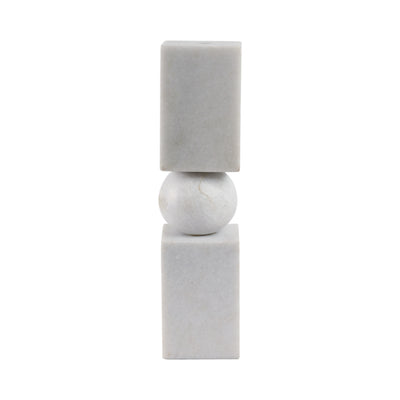 12x3 Chunky Marble Taper Holder, White