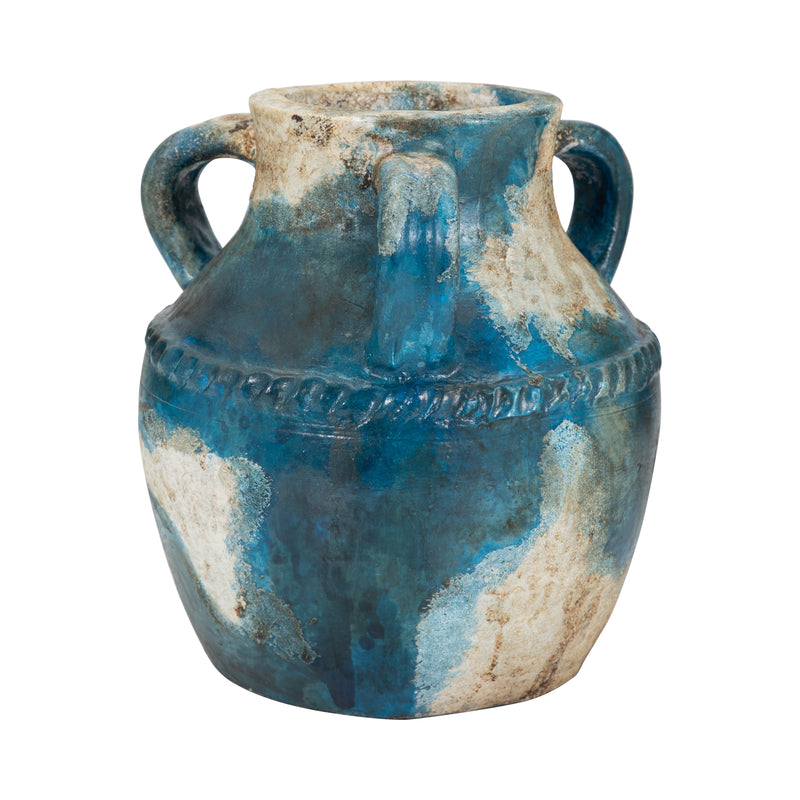 Terracotta, 10 Triple Handle Jug, Blue/ivory