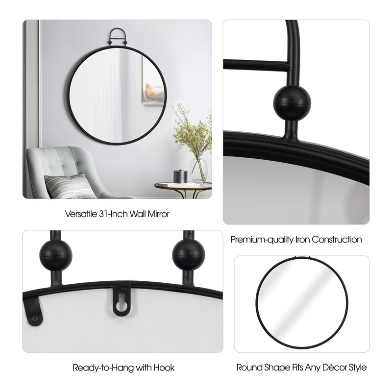 Metal, 31 Mirror Metal Hoop, Black Wb