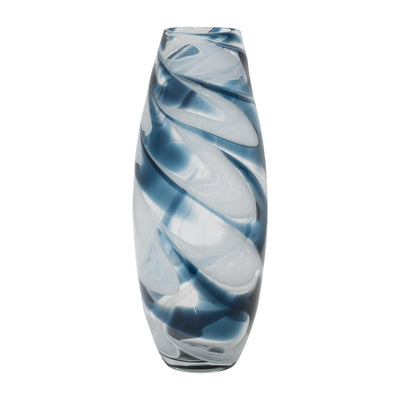 GLASS, 17 SWIRL VASE, BLUE