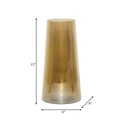 GLASS, 12 LUSTER VASE, GOLD