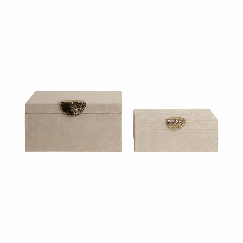 S/2 10/12 Pretoria Suede Boxes W/metak Hardware,