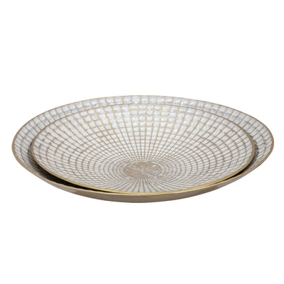 S/2 METAL 18/21 ROUND PLATES, IVORY/CHAMPAGNE