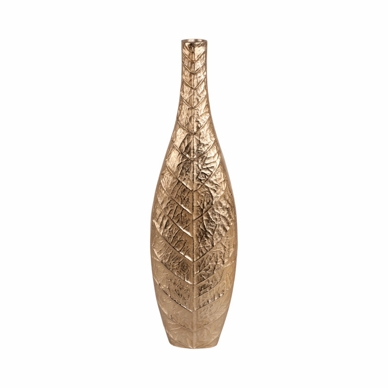 28 Craighton Large Metal Leaf Vase, Gold