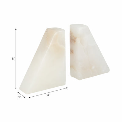 S/2 5 Alabaster Triangular Bookends, White