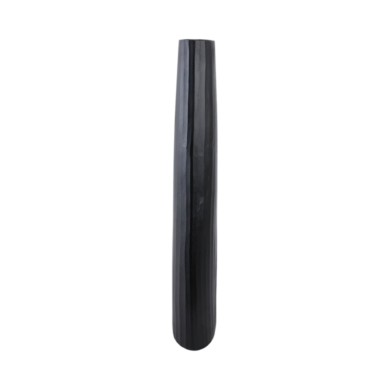 ALUMINUM 36 TEXTURED VASE, MATTE BLACK