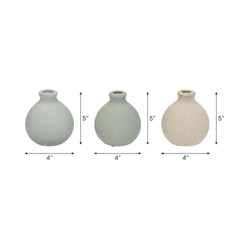 CLAY, S/3 5 BUD VASES, MULTI