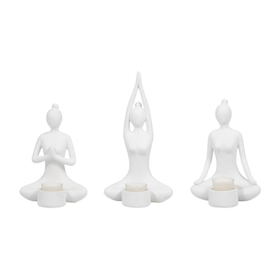 S/3 9 Resin Candle Holder,white