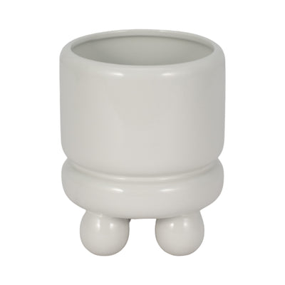 7 Knobby Footed Planter, White