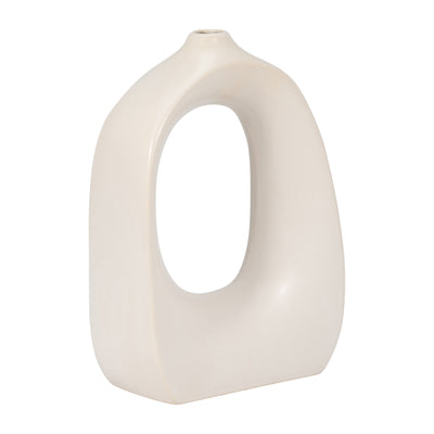 STONEWARE 11 CURVY CUT-OUT VASE, COTTON